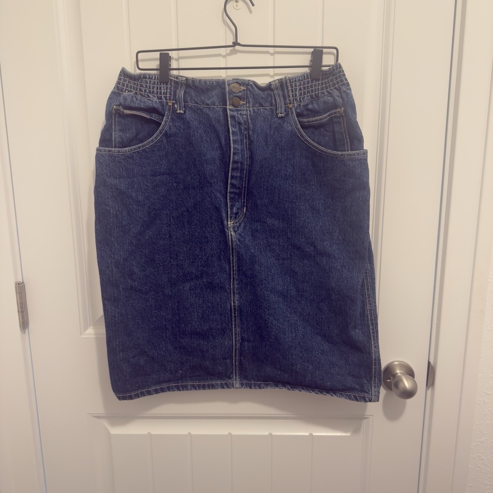 Gitano Women's Vintage Midi Jean Skirt Elastic Side Waist Size 16